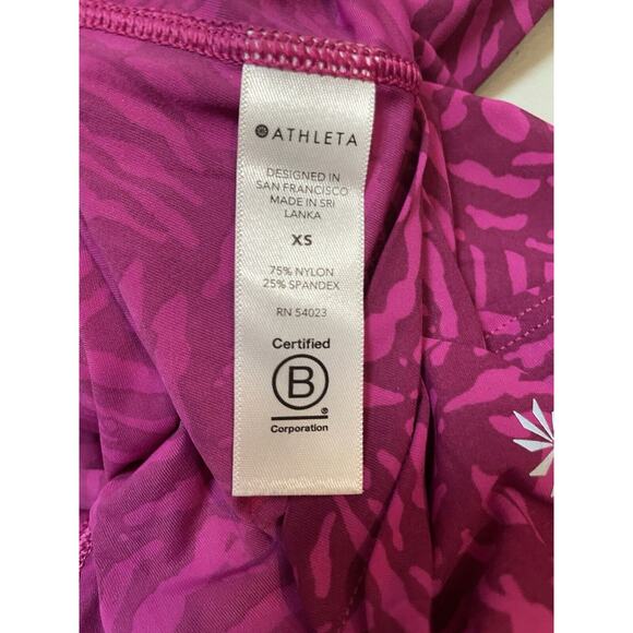 Athleta Purple Top Athletic Womens Sz XS Abstract Striped Print Stretch‎ - Picture 4 of 8